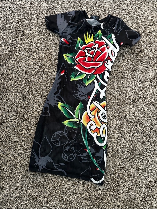 Ed Hardy Other - Ed Hardy Black Swim Coverup with Red Rose Graphic
